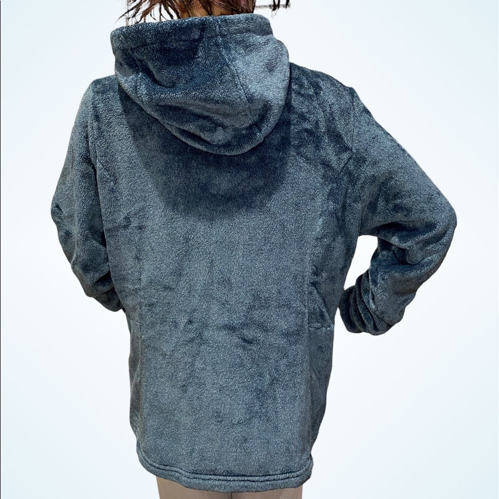 Free Country Plush Butter Pile Blue Soft Cozy Fleece Hooded Jacket Sz Large VGC - Picture 5 of 6